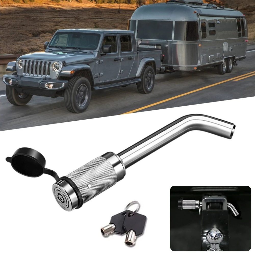 Hitch Receiver Pin Lock Fits 2 Inch Receiver Trailer Receiver Lock 5/8 Inch Pin Anti-Rattle O-Rings for Tow Truck Boat Bike