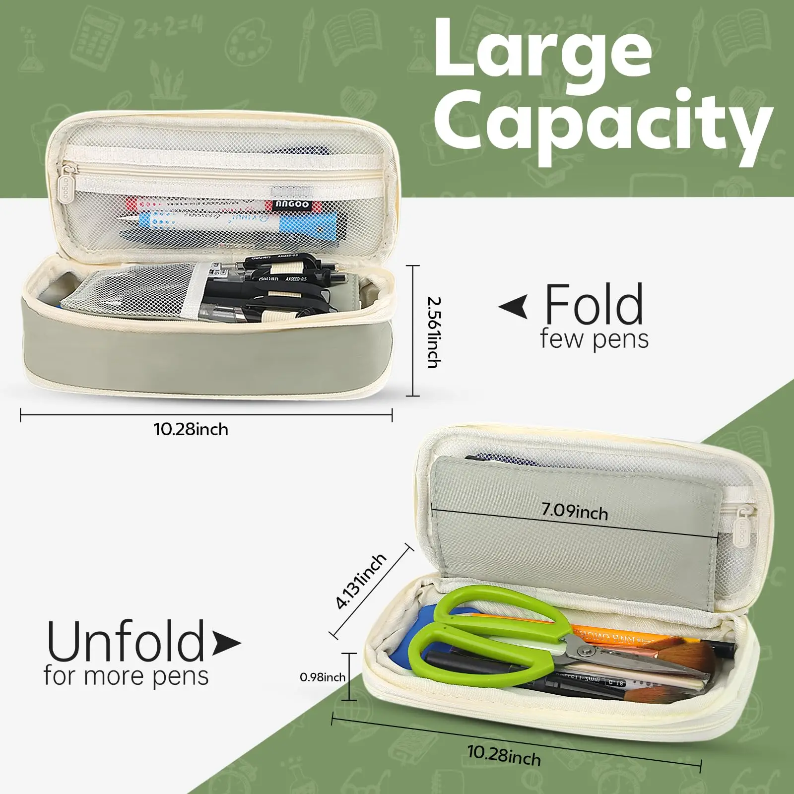 Large-capacity Green Pencil Case, Multi-functional Stationery Box with Portable Design, Ideal as a Stationery Storage Gift