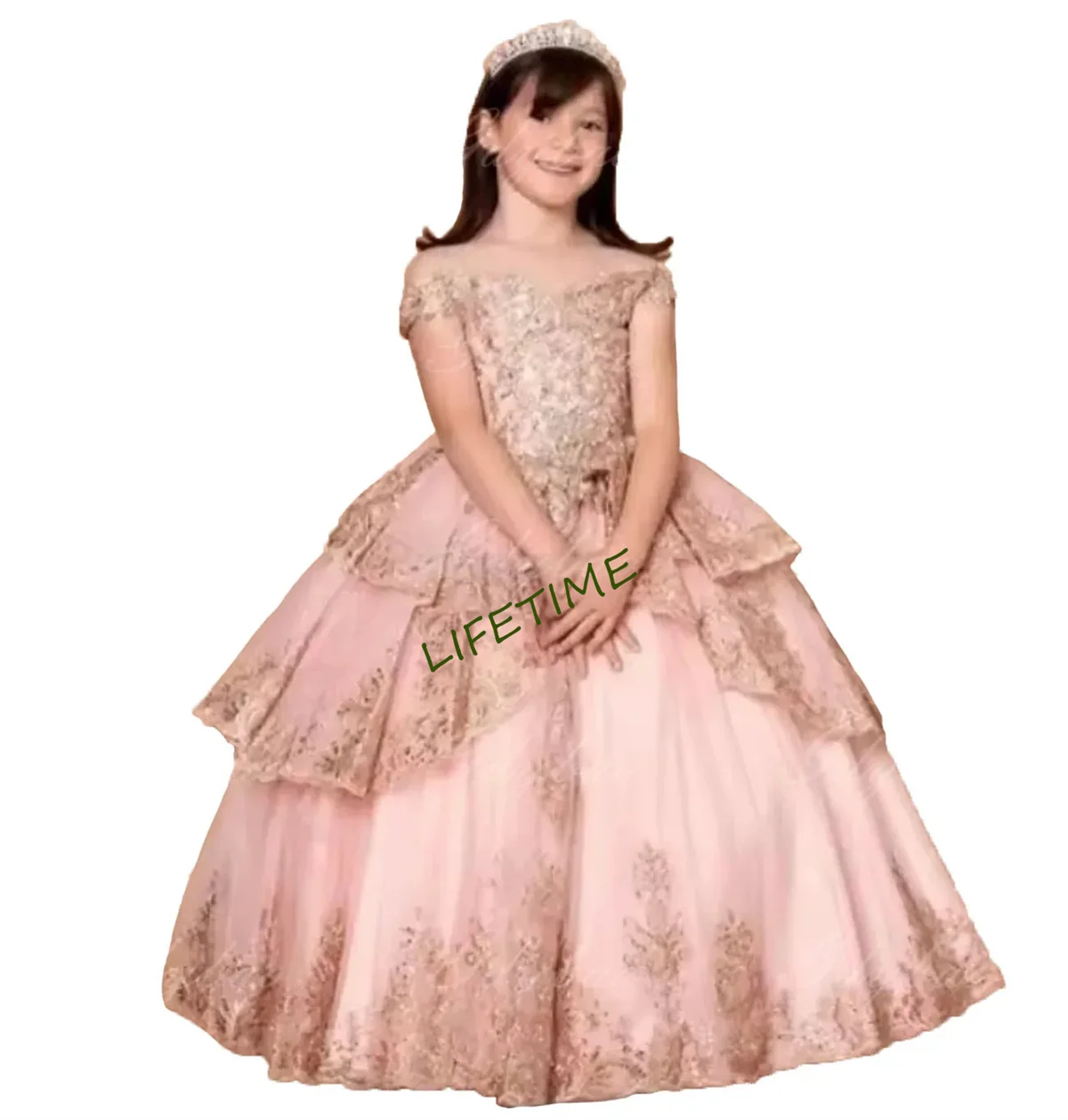 CustomTulle Blumenmädchenkleider für Hochzeit Kleinkinder Perlenapplikationen Kurze Ärmel Geburtstagsfeier Ballkleid Prinzessin Festzug Dr