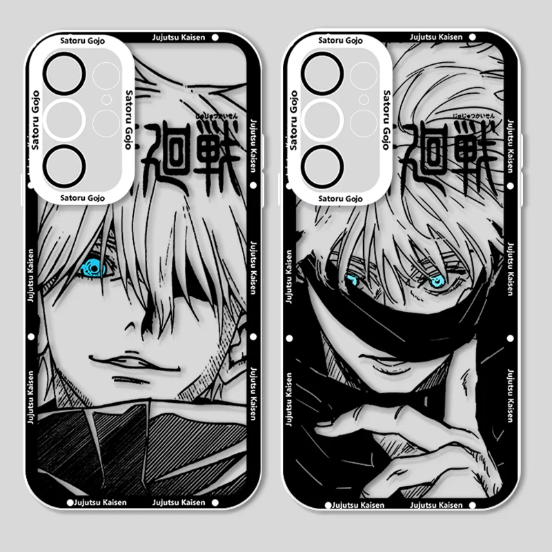 Anime Jujutsu Kaisen Gojo For Samsung Galaxy S24 S23 S22 S21 S20 Plus FE Ultra A52 A53 A54 Angel Eyes Transparent Phone Case