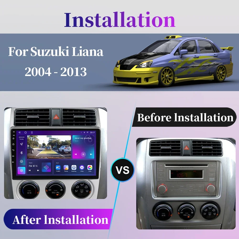 Dla Suzuki Liana 2004 2005 2006 2007 2008 2009 2010 2011 2012 2013 Radio samochodowe z androidem multimedialny odtwarzacz wideo CarPlay ekran