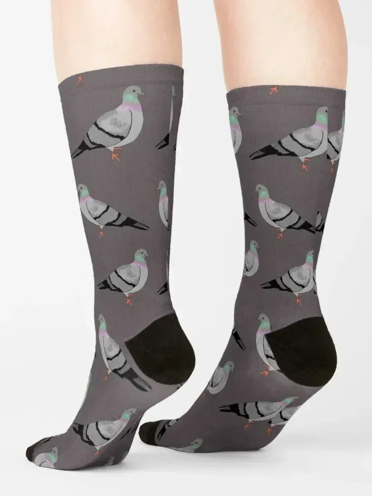 Calcetines para caminar con palomas, venta al por mayor, calcetines navideños de lujo para nieve, calcetines para mujer y hombre