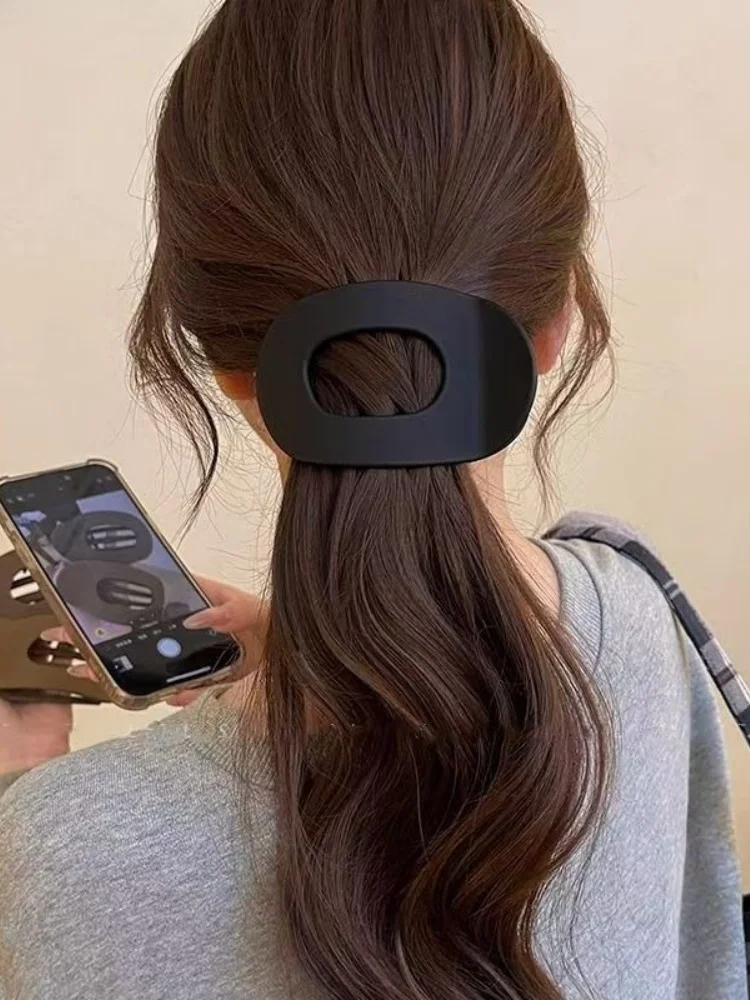 2 flache elliptische Haarspangen, Entenschnabel-Clips mit starkem Griff, einfaches Haar-Accessoire für Hochsteckfrisuren auf der Rückseite des – Detail 8