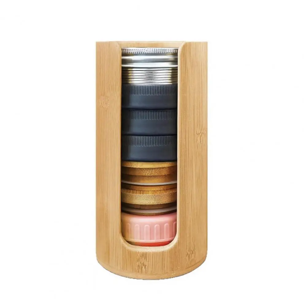 

Stackable Jar Lid Storage Holder Wood Bamboo Mason Jar Lid Organizer Stackable Storage Box for Regular Wide Mouth Canning Lids