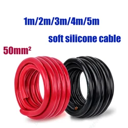 1m-5m 50mm2 Heat-Resistant Silicone Wire Red Black Heavy Cable 1/0 AWG Electrical Wire for Generator Auto Solar Battery Marine