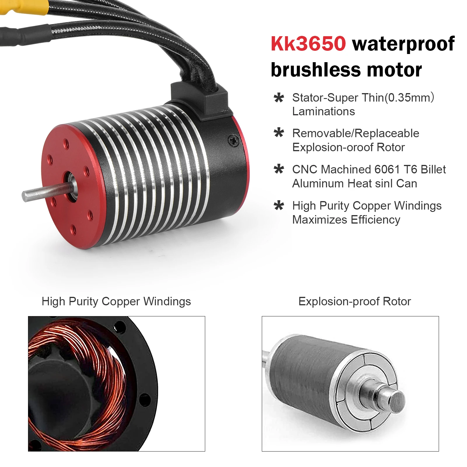 NEEBRC 2430 2435 2838 2847 3650 3660 3670 Waterproof Brushless Motor for 1/8 1/10 1/12 1/14 RC Car Crawler Boat Wltoys Traxxas
