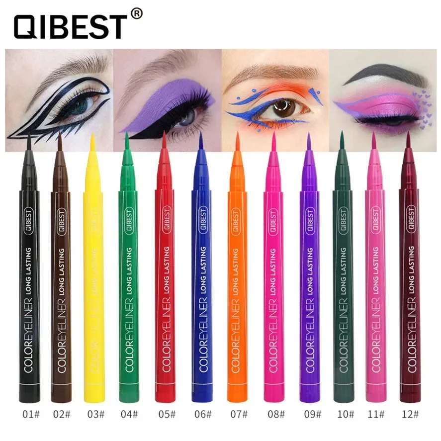 

Heallor Makeup 12 Color Eyeliner Liquid Waterproof Easy To Wear Make Up Matte Eye Liner Blue Red Green White Gold Brown Eyleline