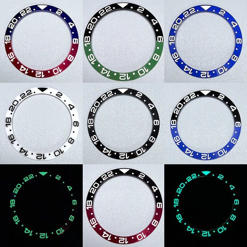 

SmileLife 38-30.5mm Luminous Blue Green Curved Ceramics Bezel Insert Fit 40mm Watch Case NH35 NH36 Movement Bezel