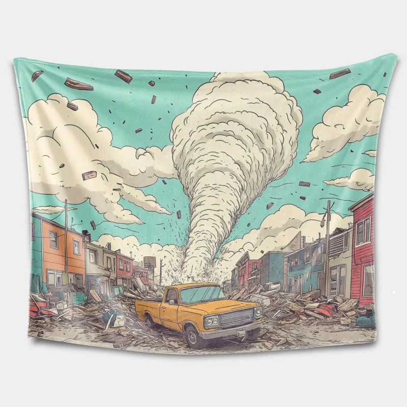 

Comfortable tornado printed throw blanket suit for sofas with soft blankets for all seasons (60 inches x 50 inches)