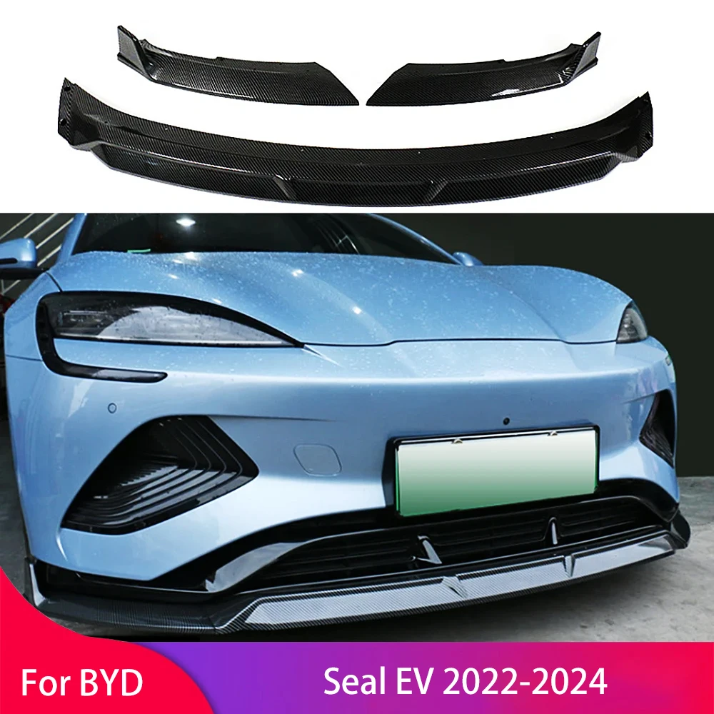 Front Bumper Splitter Lip for BYD Seal EV 2022-2024 Chin Spoiler Diffuser Protector Exterior Tuning Accessories Part Bodykit