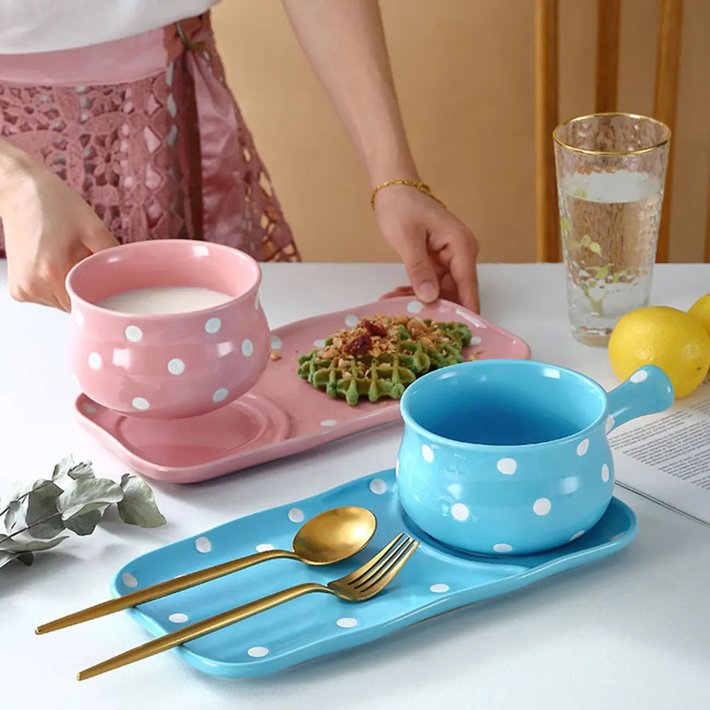 

Ceramic Soup Bowl with Handle Sturdy Kitchen Baking Bowl for Noodles Rice Soup Suitable for Home Restaurant Serving Dishes