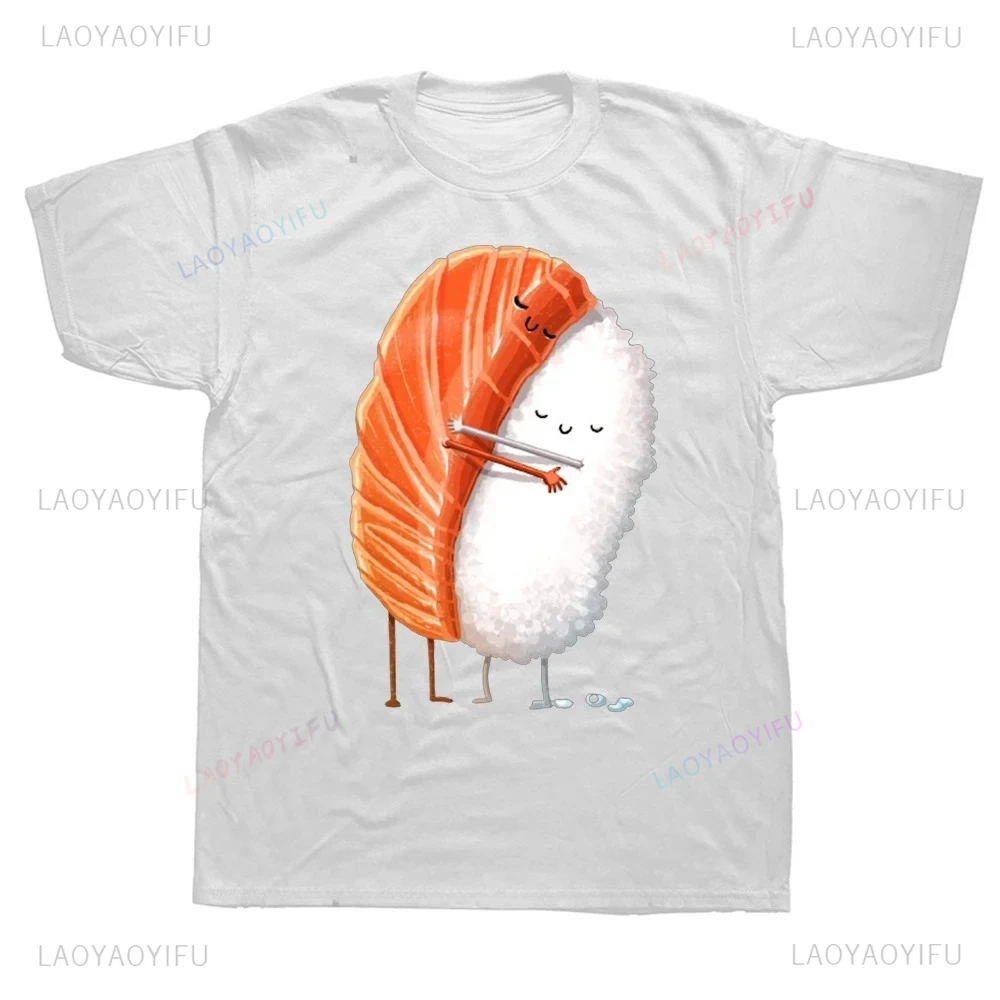 Camisetas divertidas para fiesta familiar, ropa informal de algodón con gráfico de estilo veraniego de abrazo de Sushi de Tokio, camiseta de manga corta para regalos de cumpleaños
