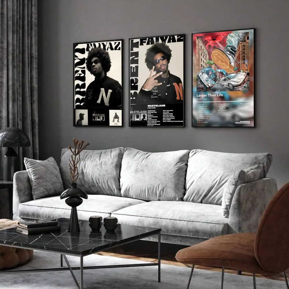 B-Brent Faiyaz Cloud Rap Trap Poster Home Living Bed Room Bar Hallway Sticky Wall Art Printing Waterproof Aesthetic Decor