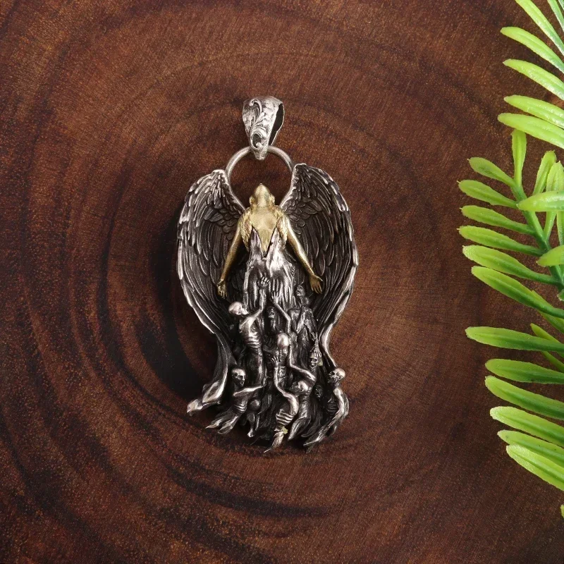 Mother of Purgatory Demons Pendant Winged Angel Goddess Necklace Men and Women Punk Gothic Jewelry Halloween Gift