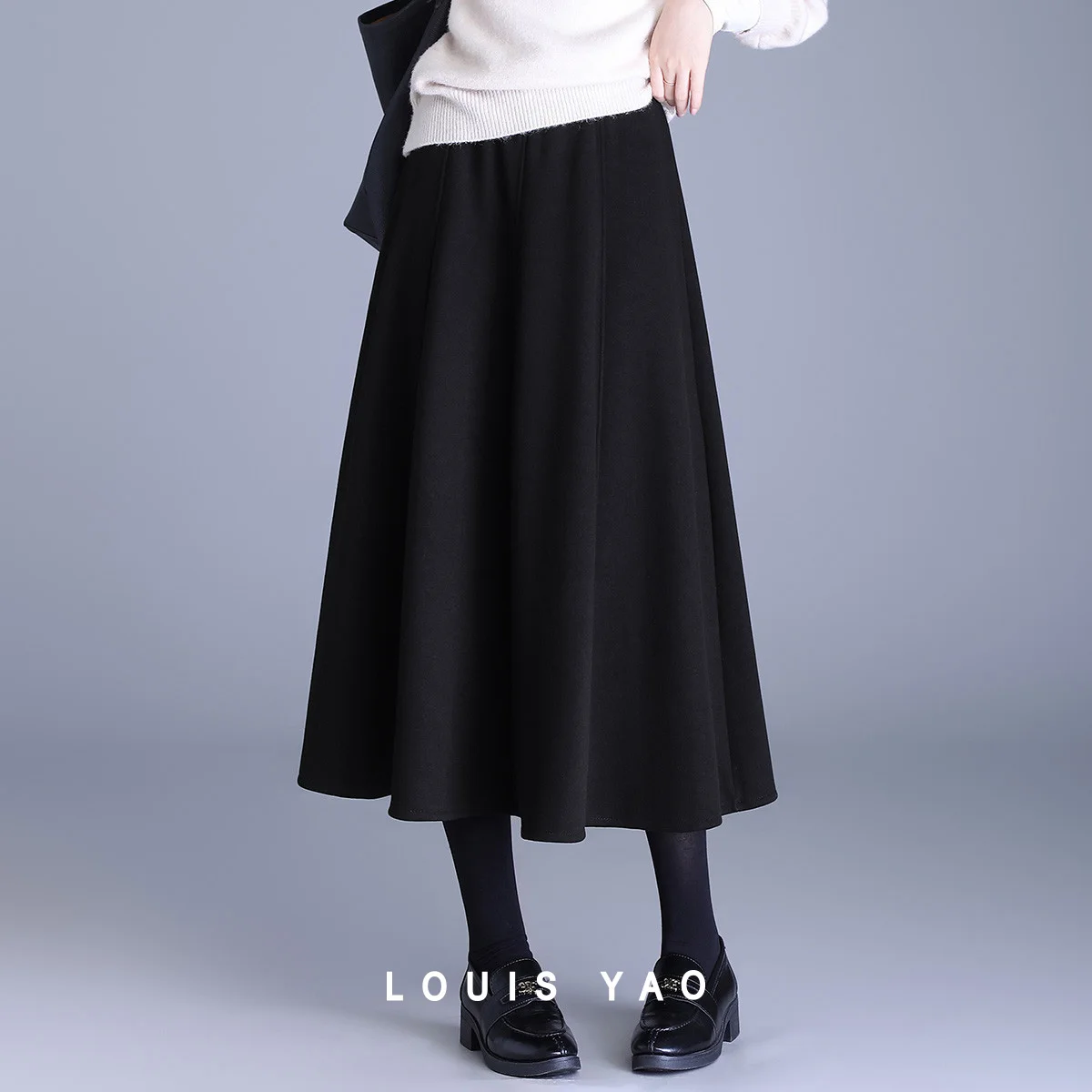 

LOUIS YAO Ladylike Chic Umbrella Skirt 2026 Autumn/Winter Minimalist Long A-line Skirt Fleece-Lined Thick Women's Skirt