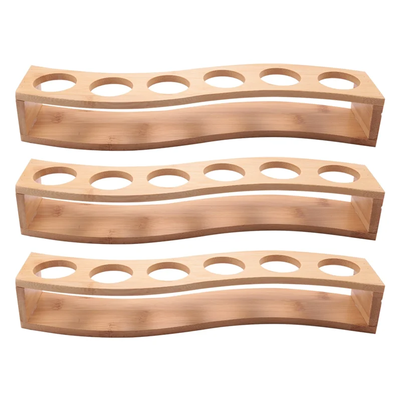 Set di supporti per bicchieri da shot 3X Set di bicchieri da shot da 1 Oz/30 ml Portabicchiere da shot in bambù, set di bicchieri da shot a 6 fori, perfetto per feste, Bar-ABQU