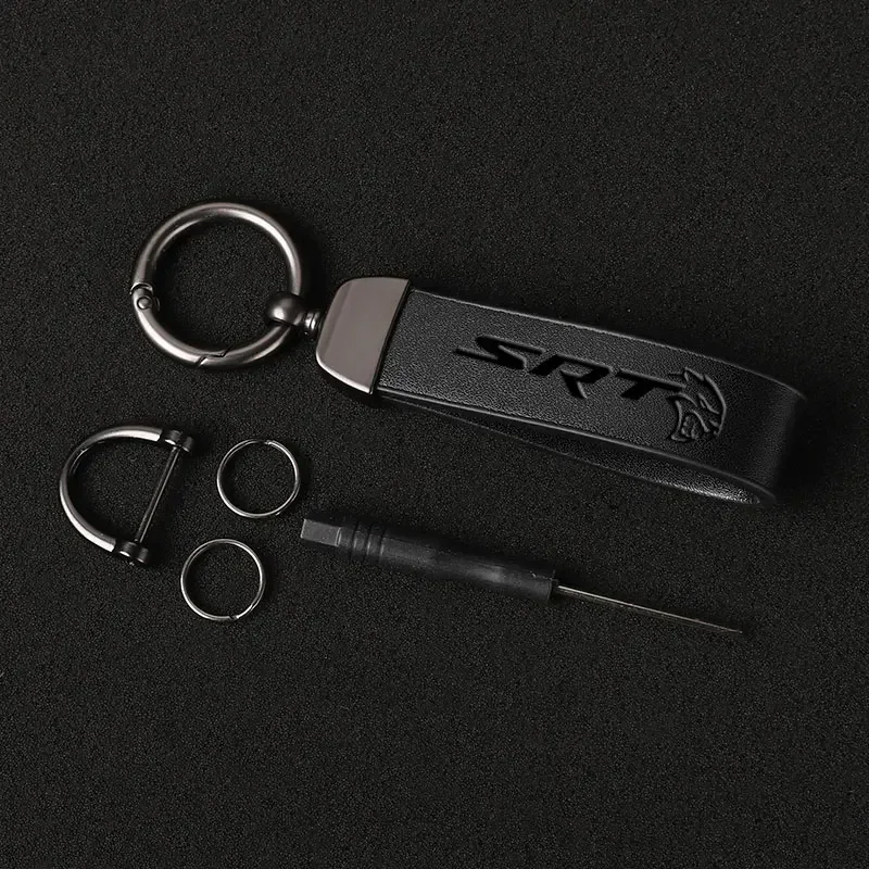 For SRT 4 6 8 10 for Dodge Ram 1500 Dart SRT Journey Luxury Genuine Leather Keychain Car Key Ring