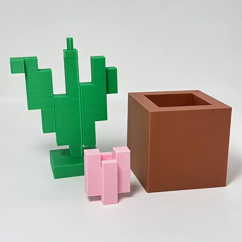 Charming 3D printed pixel rose - perfect for bedroom decoration, no need for power, durable plastic