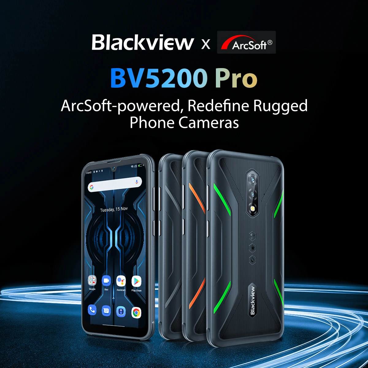 Blackview-móvil BV5200 Pro resistente al agua, 4GB, 64GB, Android 12, Helio G35, 6,1 pulgadas, 5180mAh, ArcSoft, cámara de 13MP