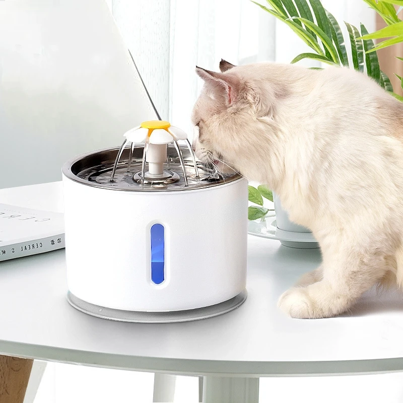 2.4L Automatic Pet  Water Dispenser For Cat Dog Drinking Bowl Filtration Stainless Water Fountain Large Capacity Pet Drinker