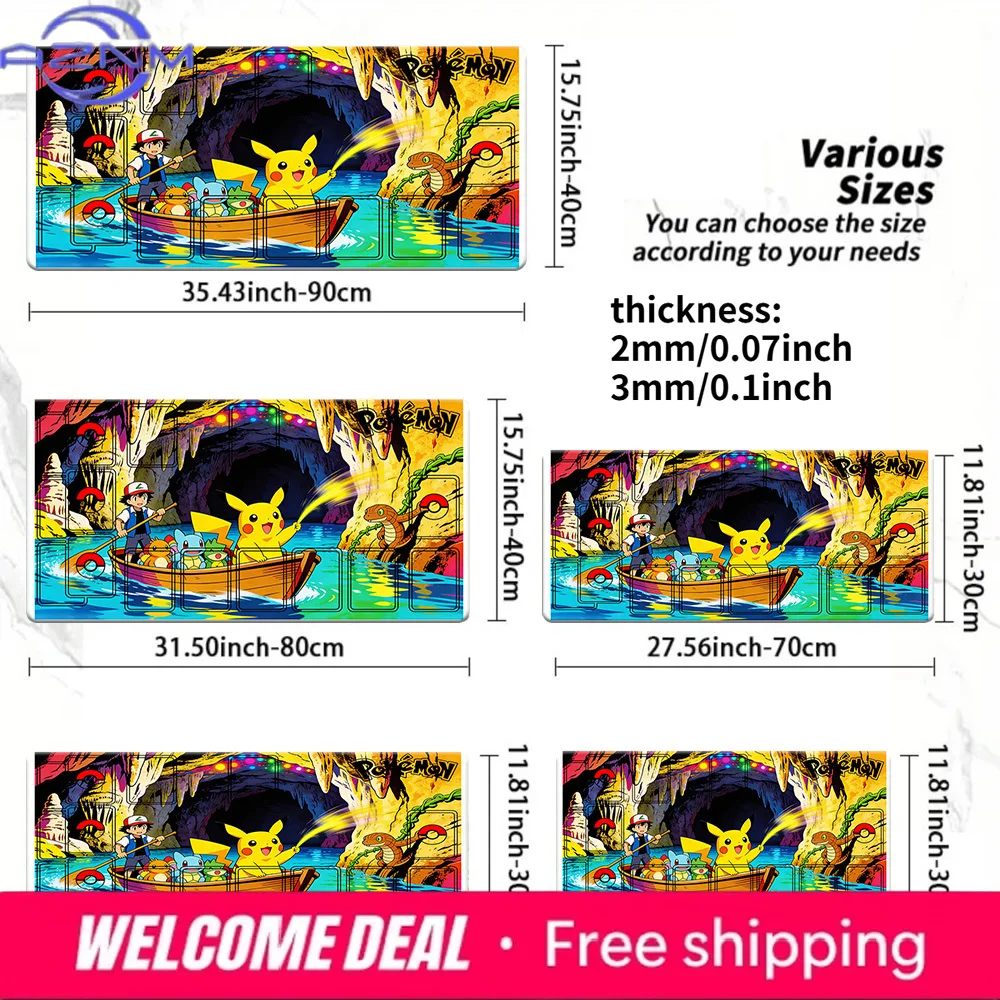 

Pokemon Ash & Pikachu Cave Adventure TCG Playmat 2mm/3mm Non-Slip Card Game Mat Multi-Size