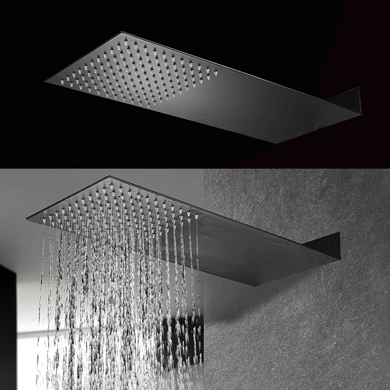 

Black White All match Square Stainless Steel Showerhead Rainfall Shower Head Chrome High Pressure Chuveiro Bath Faucet