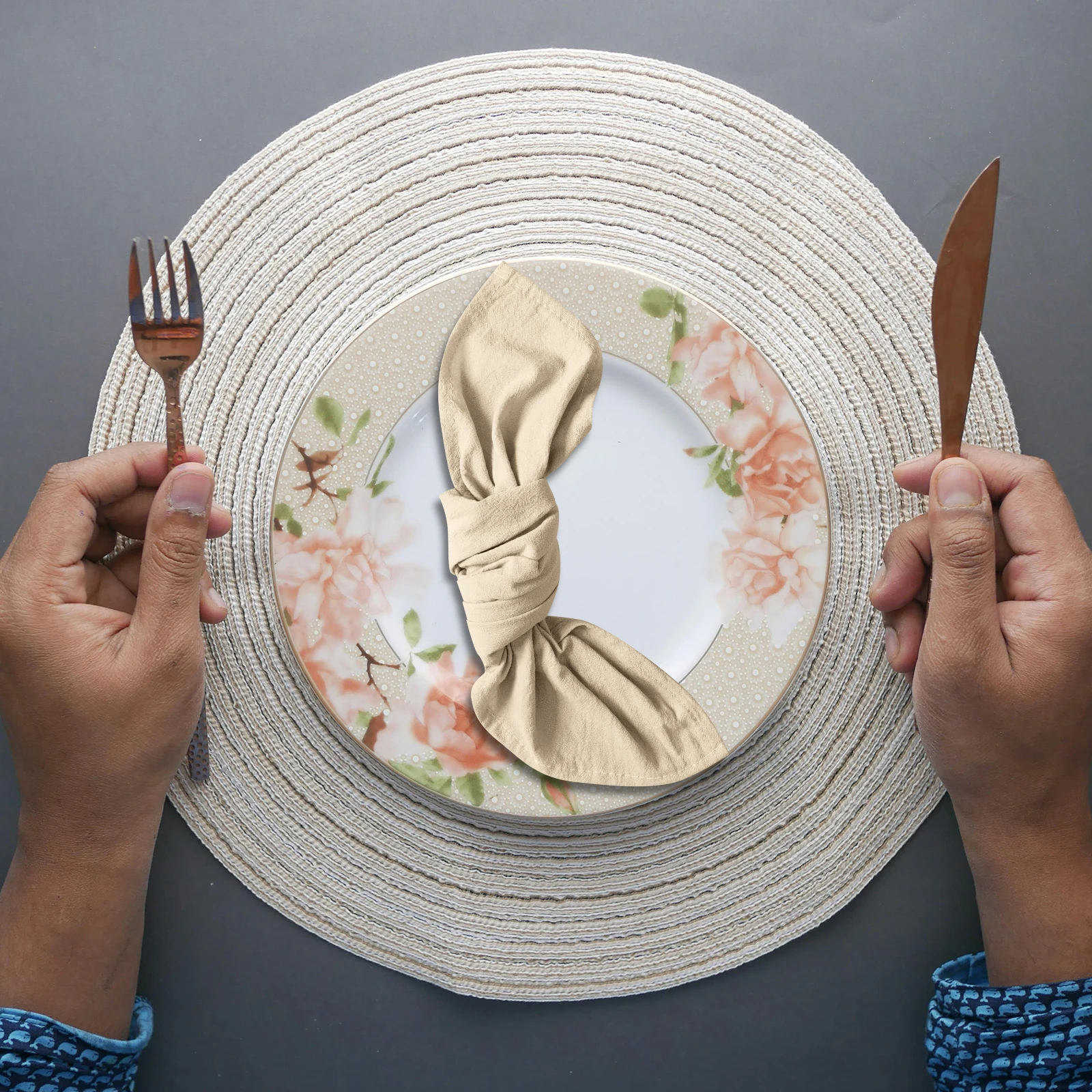 

12Pcs Cotton Dinner Napkins Soft Reusable Washable Blush Pink 40cm Wedding Party Table Napkins Cloth Decoration