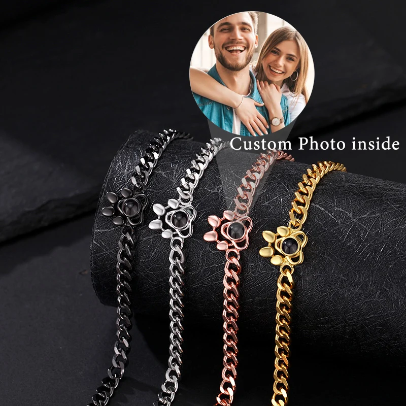 

Персонализированные фотопроекции, кубинские браслеты, индивидуальный фото, браслет в виде собачьей лапы, ожерелье с фотографией для домашних животных, кулон в виде кошачьей лапы, памятные подарки