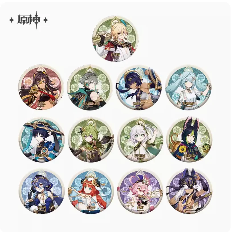 2024 Anime Genshin Impact Sumeru City Theme Series Metal Badge Tighnari Nilou Cyno Collei Dori Button Brooch Official Original