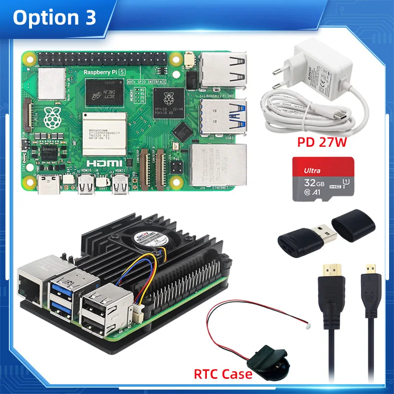 Originele Raspberry Pi 5 16GB 8GB 4GB RAM BCM2712 2,4GHz VideoCore VII GPU 4Kp60 PCIe 2.0 RTC Optioneel Case Fan Power voor Pi5