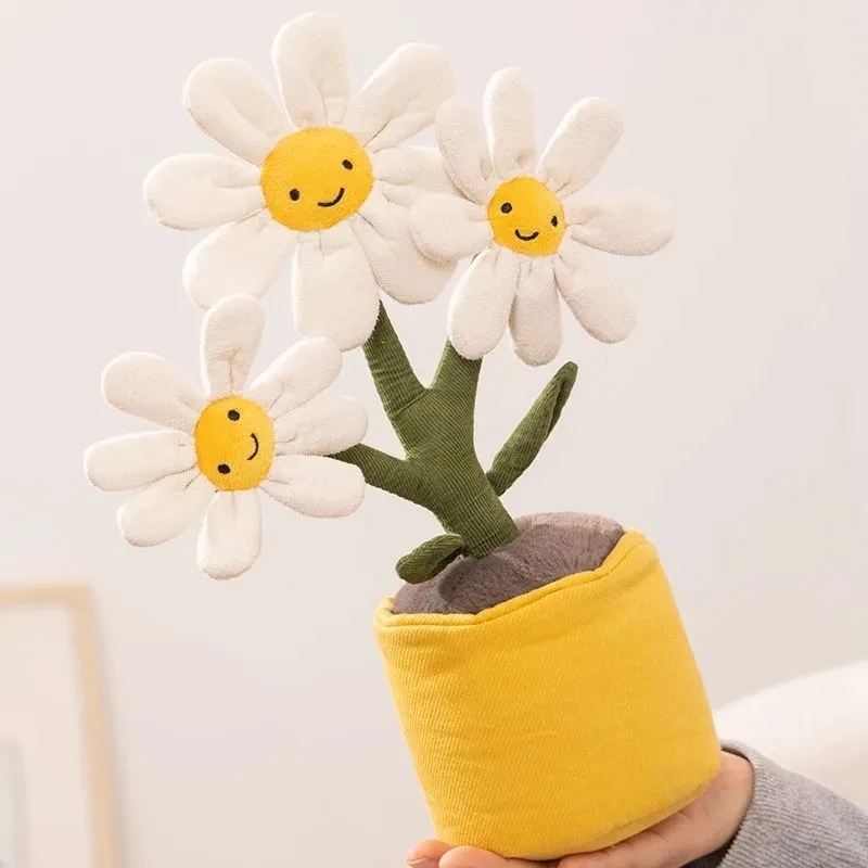 New Fun Girasole Margherita Peluche Bambola Gelatina Fiore artificiale in vaso Giocattolo Bonsai Soggiorno Decorazione del desktop Giocattoli Regali di Natale