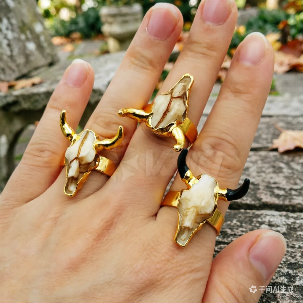 WT-R285 Wholesale 10pieces/lot Fashion Jewelry Novel Buffalo-head shape Dual-color Elegant  Resin Rings For Women Jewelry
