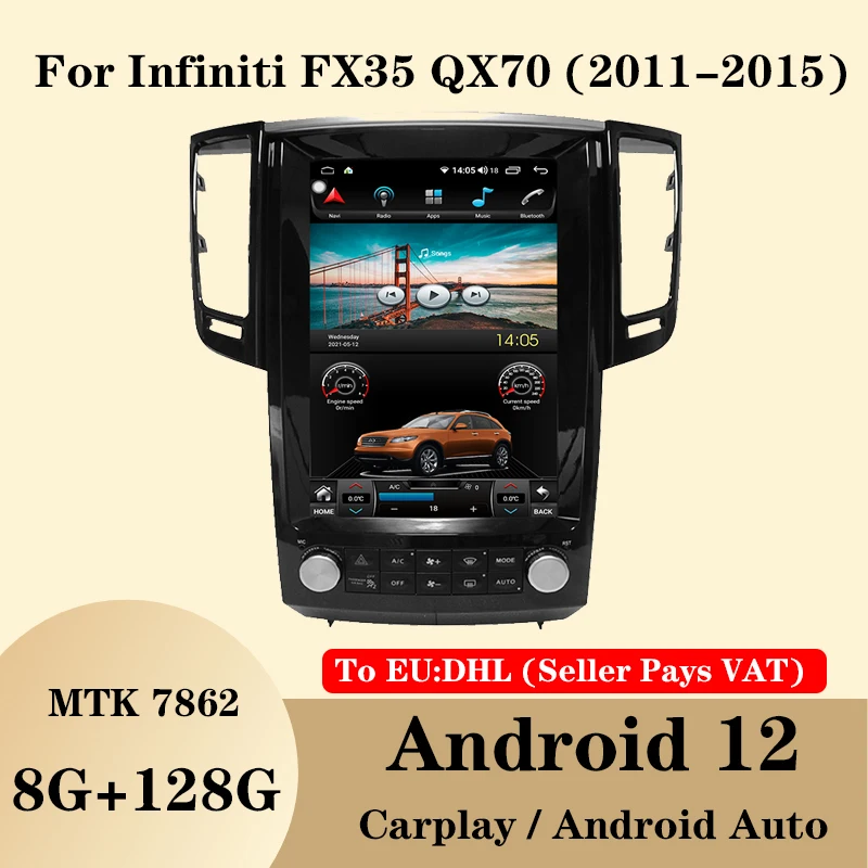 

Android 12 Multimedia Video Player For Infiniti FX35 QX70 2011-2015 Car Radio 12.1inch Head Unit GPS Navi Auto Carplay Touch 4G