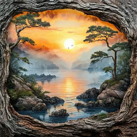 Forest Scenery Full 14CT DIY Counted Cross Stitch Patterns Arts Craft Kits 15.75x15.75inch for Beginners Adults Home Decor