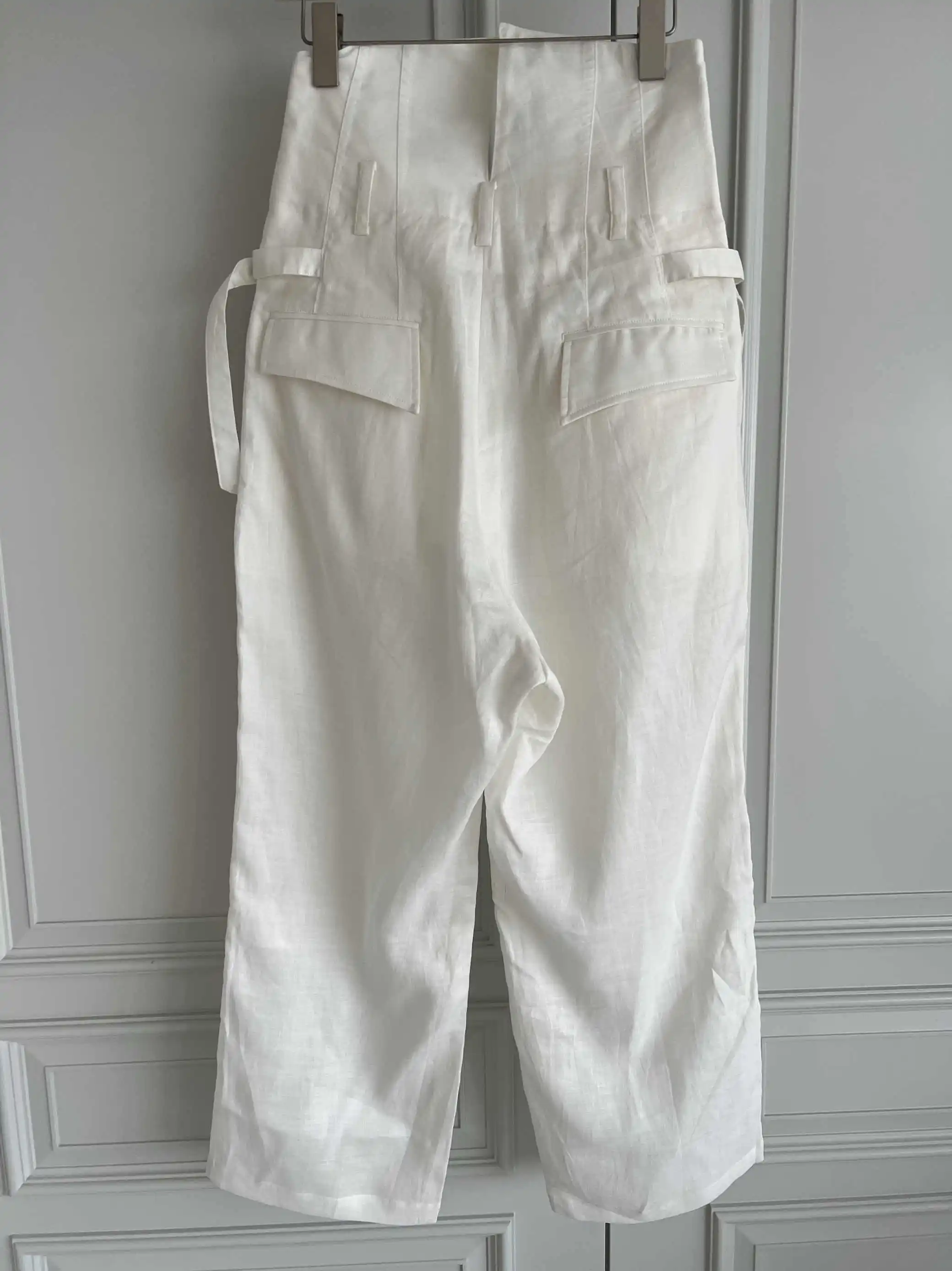 TOP-YAMAMOTO original design high-waisted black and white linen casual loose trousers for men