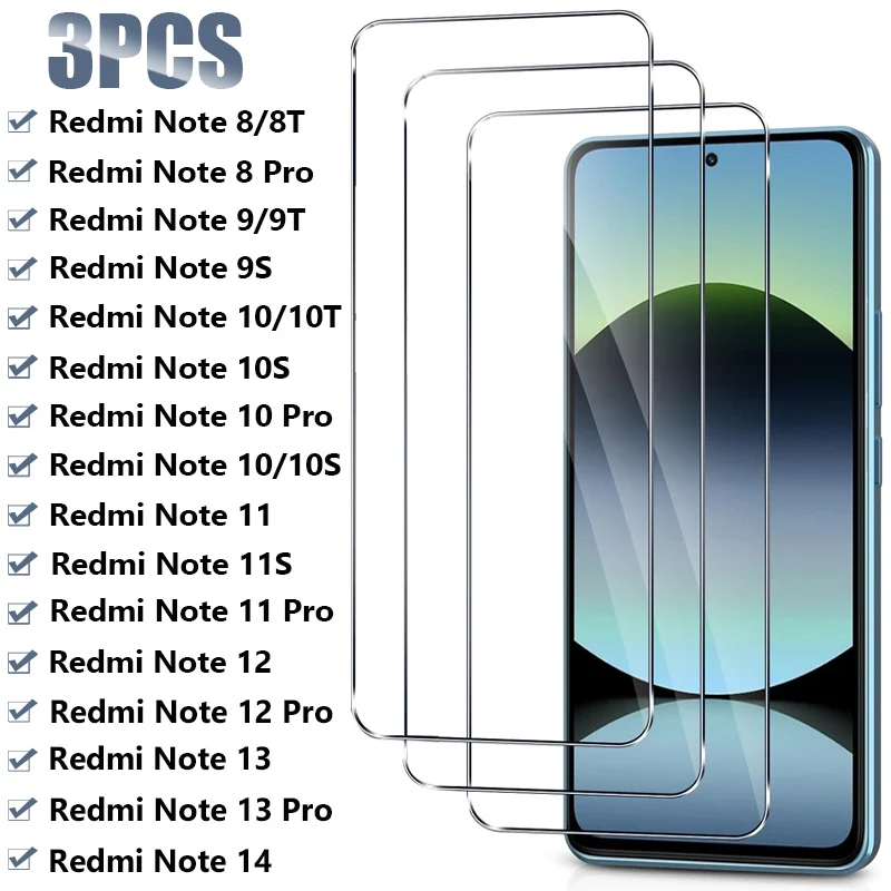 3 قطعة الزجاج المقسى ل Xiaomi Redmi ملاحظة 14 13 12 11 برو 11S 12S 5G حامي الشاشة ل Redmi ملاحظة 10 9 8 برو 10S 9S 8T الزجاج
