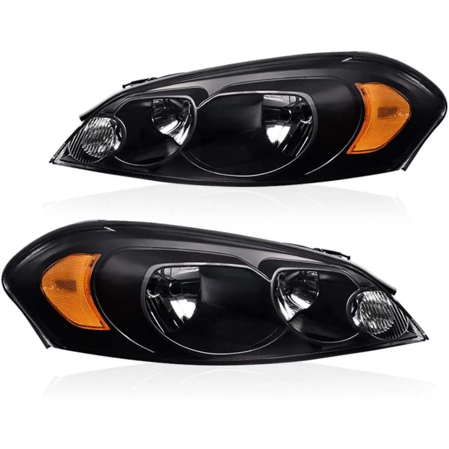 

Front Headlights Assembly with Clear Lens and Black Housing Featuring Amber Reflector for Enhanced Visibility and Stylish Desig