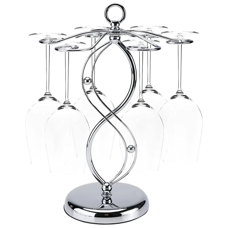 Countertop Wine Glass Holder Freestanding Tabletop Stemware Storage Rack Wine Glass Rack Countertop With 6 Hooks