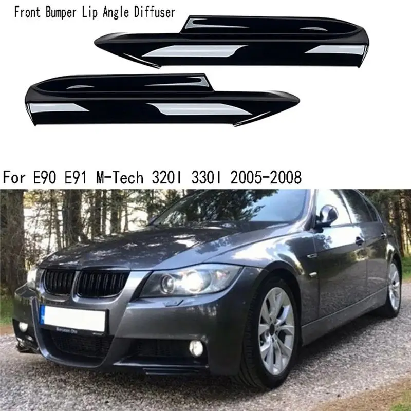 Superior-Front Bumper Lip Angle Diffuser Splitter Spoiler For BMW 3 Series E90 E91 M-Tech 320I 330I 2005-2008