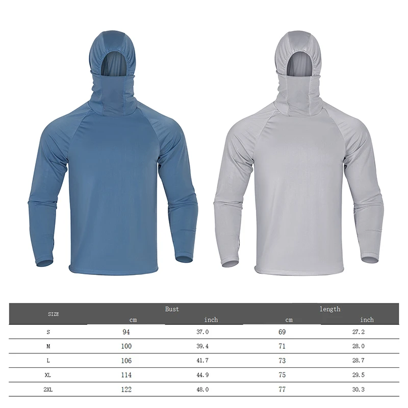 Men's New Sun Skin Protection T-Shirt Hoodie Long Sleeve Outdoor Tops Breathable Simplicity Light Fishing Skin Clothing