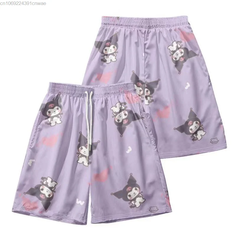 Sanrio-pantalones cortos de Hello Kitty para hombre, Shorts de playa de gran tamaño, ropa de calle Yk2, pantalones cortos de baloncesto, pantalones