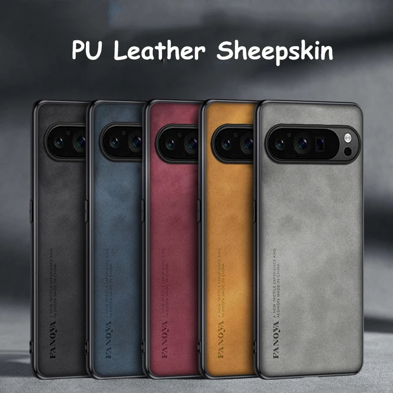 for Google Pixel 9 8 8A 7 7A 6 6A Pro Phone Case PU Leather Plain Color Sheepskin Cover Matte Soft Shell Antifall NonSlip Fundas