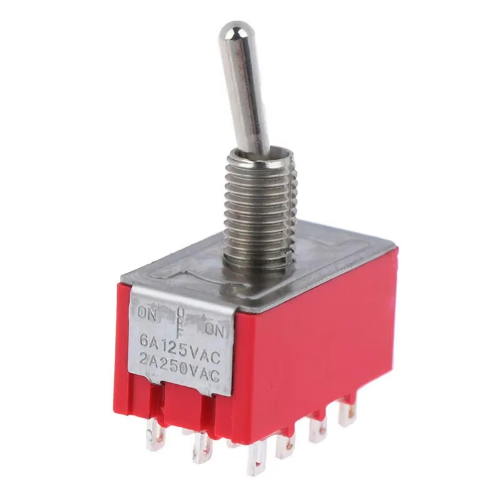 2 uds rojo 6A/125VAC 2A/250VAC 12 pines 4PDT ON/ON 2 posiciones Mini MTS-402 interruptor  palanca