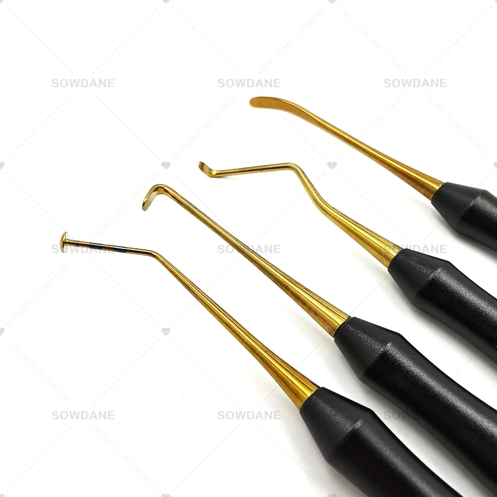 

4pcs/set Titanium Coated Tip Lab Implants Sinus Lift Tool Maxillary Lift Elevator Sinus Lifting Periosteal Elevator Tools