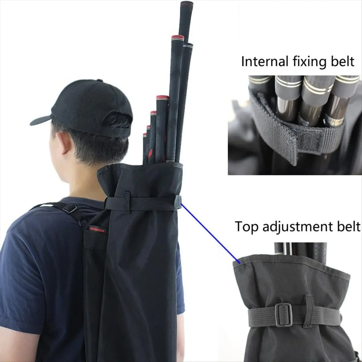 حقيبة حمل الجولف (حمل 8-10 نوادي) حقيبة جولف صغيرة، أشرطة مزدوجة قابلة للطي وقابلة للتعديل، لملعب الجولف/السفر باللون الأسود