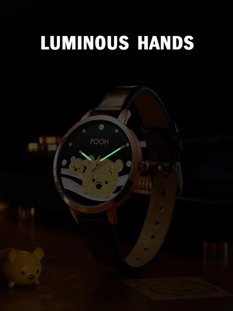 Disney winnie pooh original crianças rotatable dial quartzo relógio de pulso juventude senhora estudante menina miúdo presente dos desenhos animados