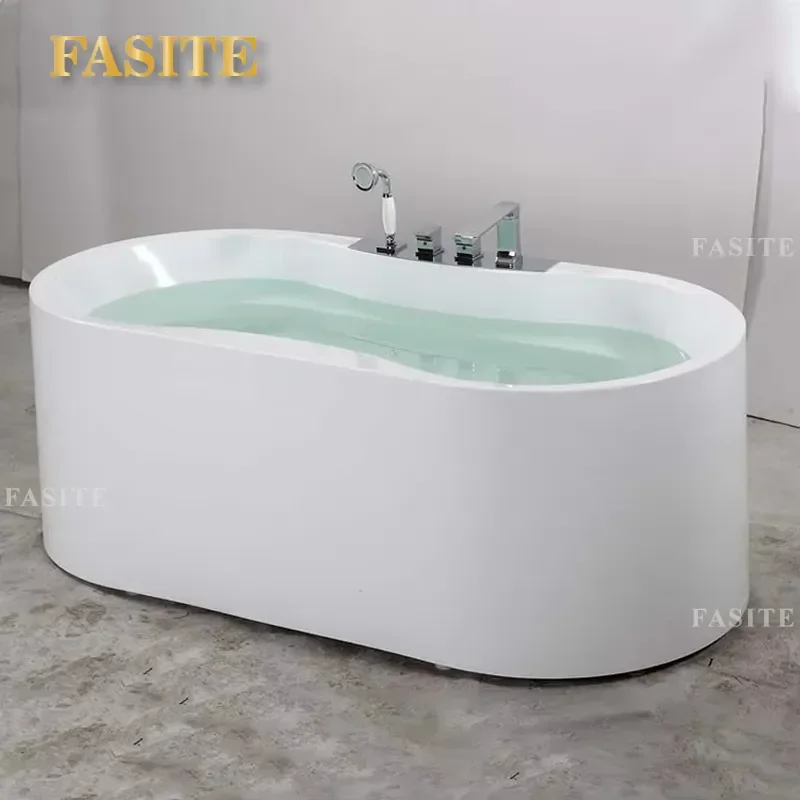 Modern Clear Acrylic Freestanding Bathtub Deep Soaking Round Corner Kids Bath Tub Small Space Bathroom Fixture Durable Easy