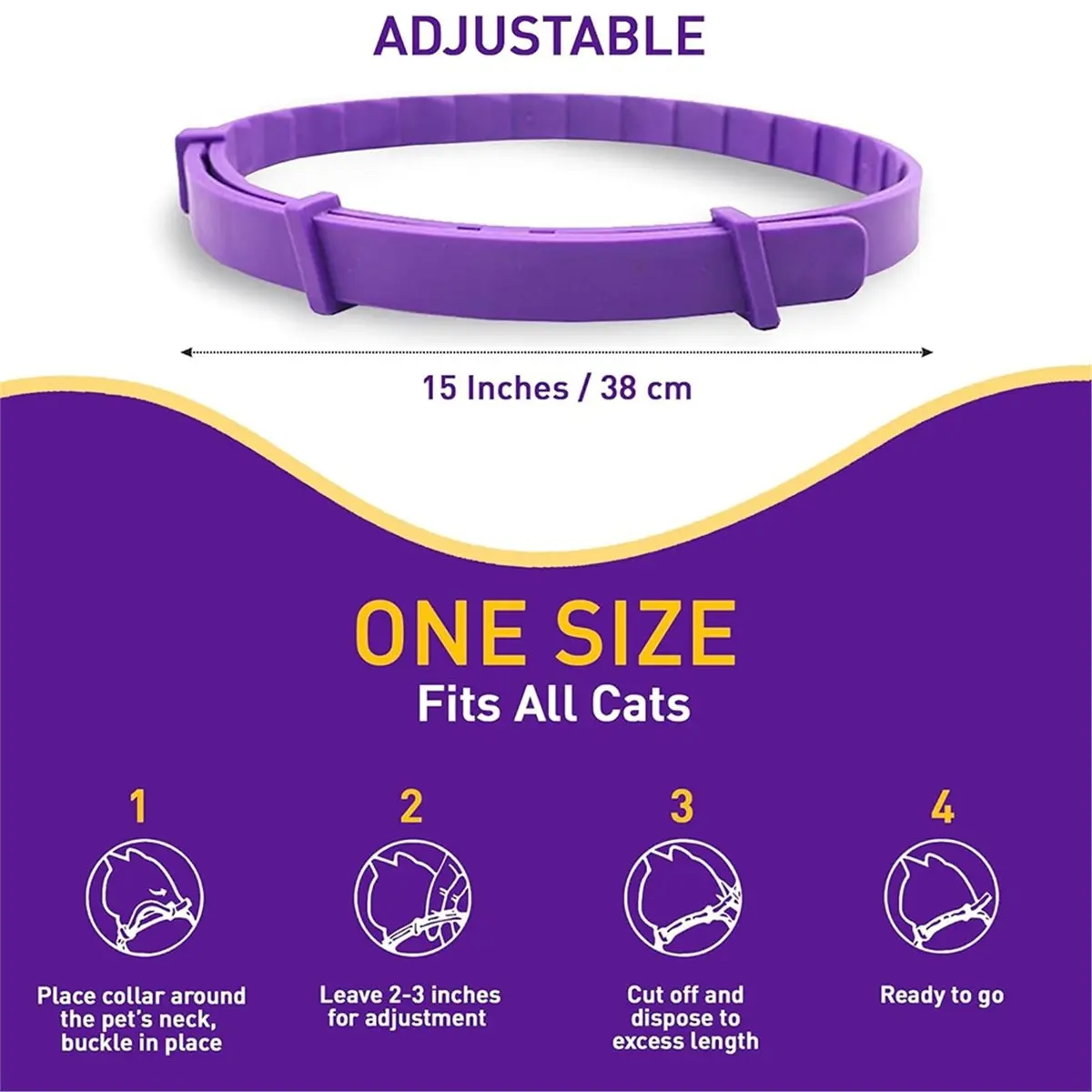 Time Saving Calming Collars for Cats, Cat Calming Collars for Anxiety Relief,Breakaway Collars,Soothing Effect 4 Pcs