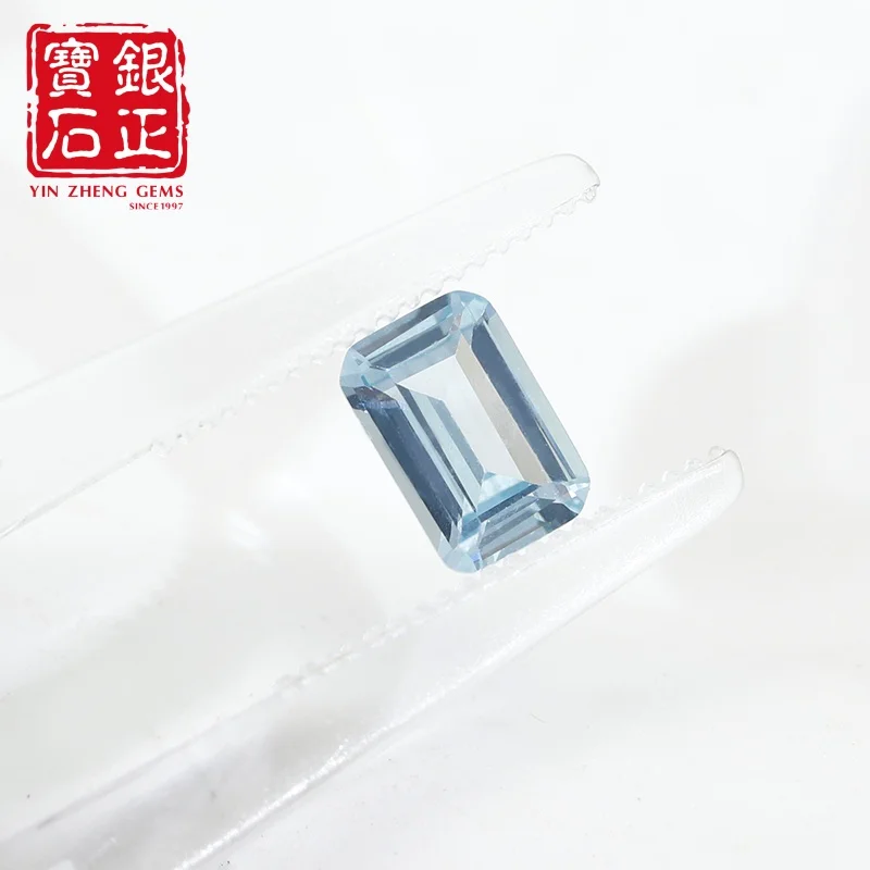 Flame Melted Light Aquamarine Spinel Emerald Cut With AGL Certificate Loose Gemstone For Jewelry DIY Making Ring Earring