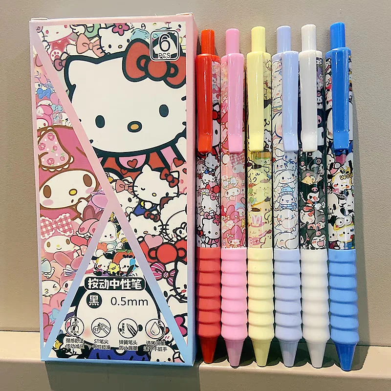 36pcs/lot Sanrio Melody Kuromi Kitty Press Gel Pen Cute 0.5mm Black Ink Signature Pens Promotional Gift Office School Supply